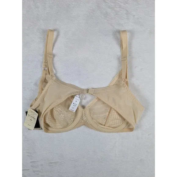 NWT Chantelle Nude Lace Sheer Full Coverage Underwire‎ Bra 34B French Creation
